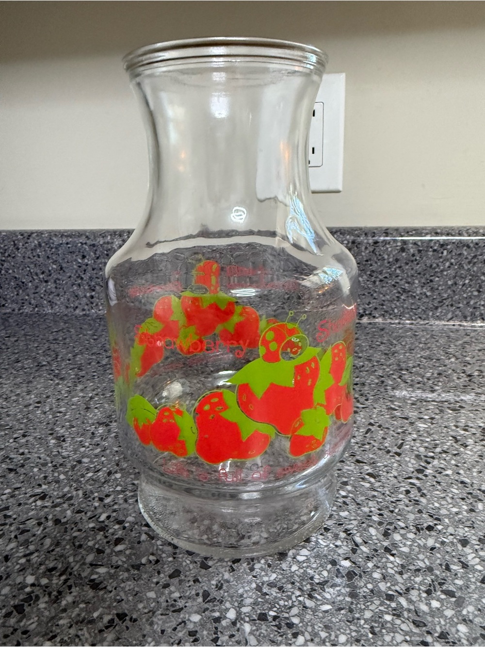 American Greetings Glass Vase with Red Strawberries and Green Leaves